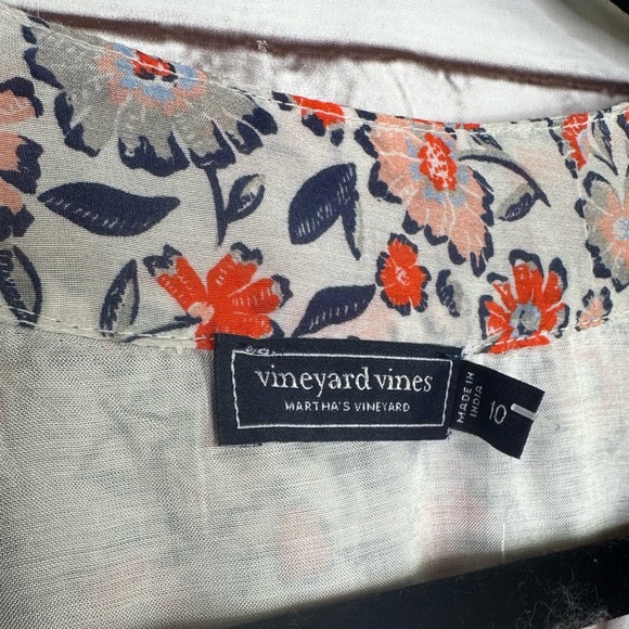 NWT Vinyard Vines Floral Ivy Ruffle Silk Cotton Dress Size 10 - Picture 5 of 14